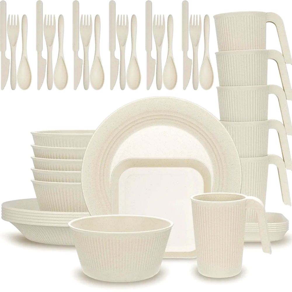 Wheat Straw 42 piece Microwave Safe Dinnerware Set
